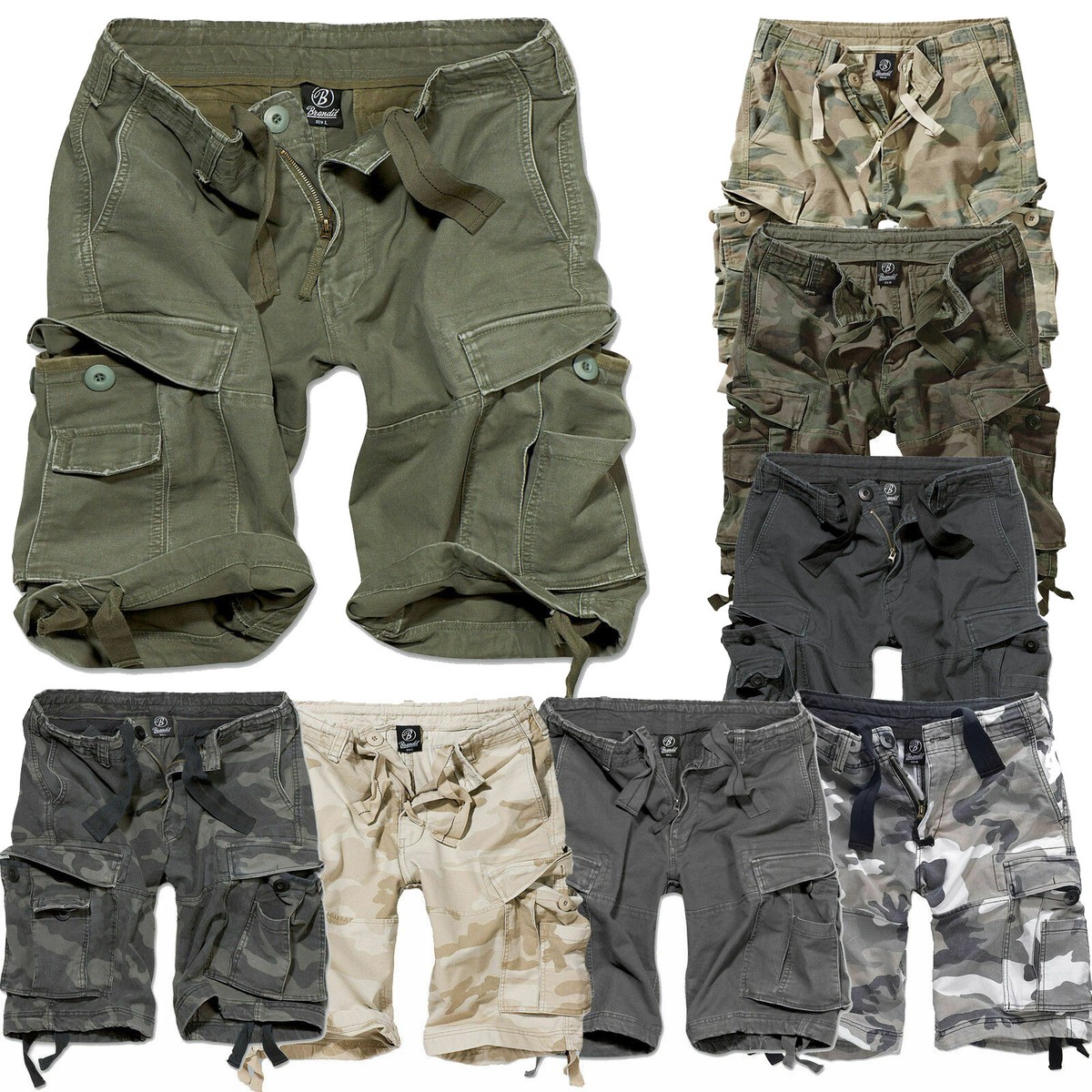 Brandit Classic Pantalones Cortos Vintage Hombre Bermudas Cargo Army 9 Colores