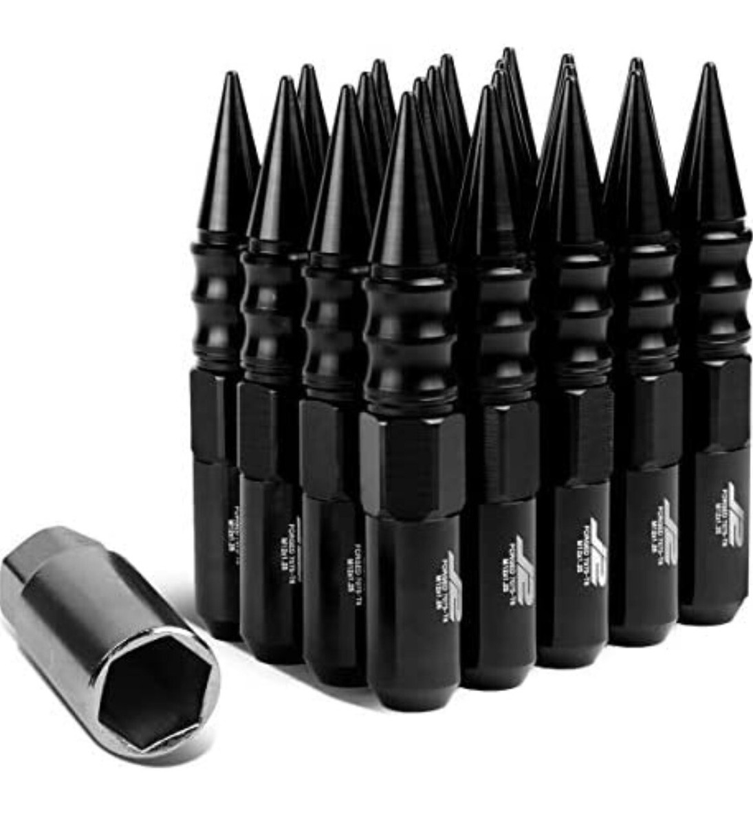 カリンNo.16 No.T7 NIB J2 Open End Acorn Spike-Cap Lug Nuts LN-T7-016-125-BK - FREE