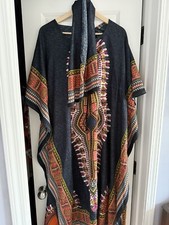 Dashiki Women Shirt African Hippie Vintage Top Haute Tribal Blouse With Scarf