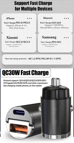 KFZ Dual Ladeadapter USB C Fast Charge USB A Schwarz Car Charger - Bild 9 von 12