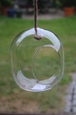 Hängende Glaskugel, Fensterdeko Glaskugel z.Bepflanzen o. Dekor.,11,5 x 13 cm