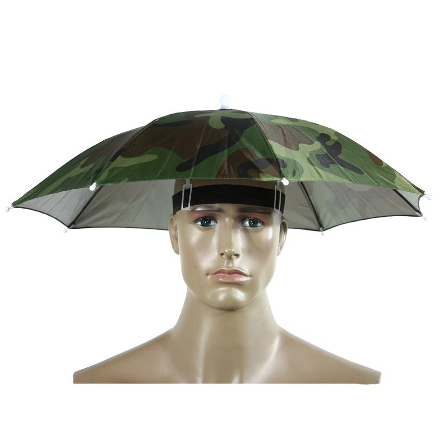 Headwear Umbrella Hiking Beach Cap Head Outdoor Rain Gear Umbrellas Fishing Hat - Image 2 of 4