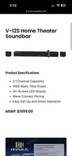 Bravius Audio V-12S Home Theater Soundbar 1500 Watts
