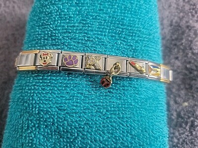 Zoppini Stainless Steel Italian Charm Stretch Bracelet 13 Charms