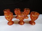 Set of 8 Imperial Marigold Carnival Glass Star & File Wine Glasses Goblets