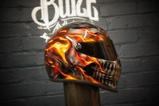 Custom Painted /Airbrushed  Motorcycle helmet in Ghost Rider design bandit style