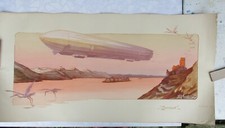 Ernest Montaut  "ZEPPELIN"  Farblithographie Paris um 1910 Luftschiff