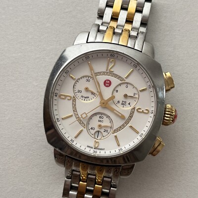 Michele Watch two toned band. Diamond head. MICHELE Relevé Two-Tone Diamond Dial Watch Head  main image 4