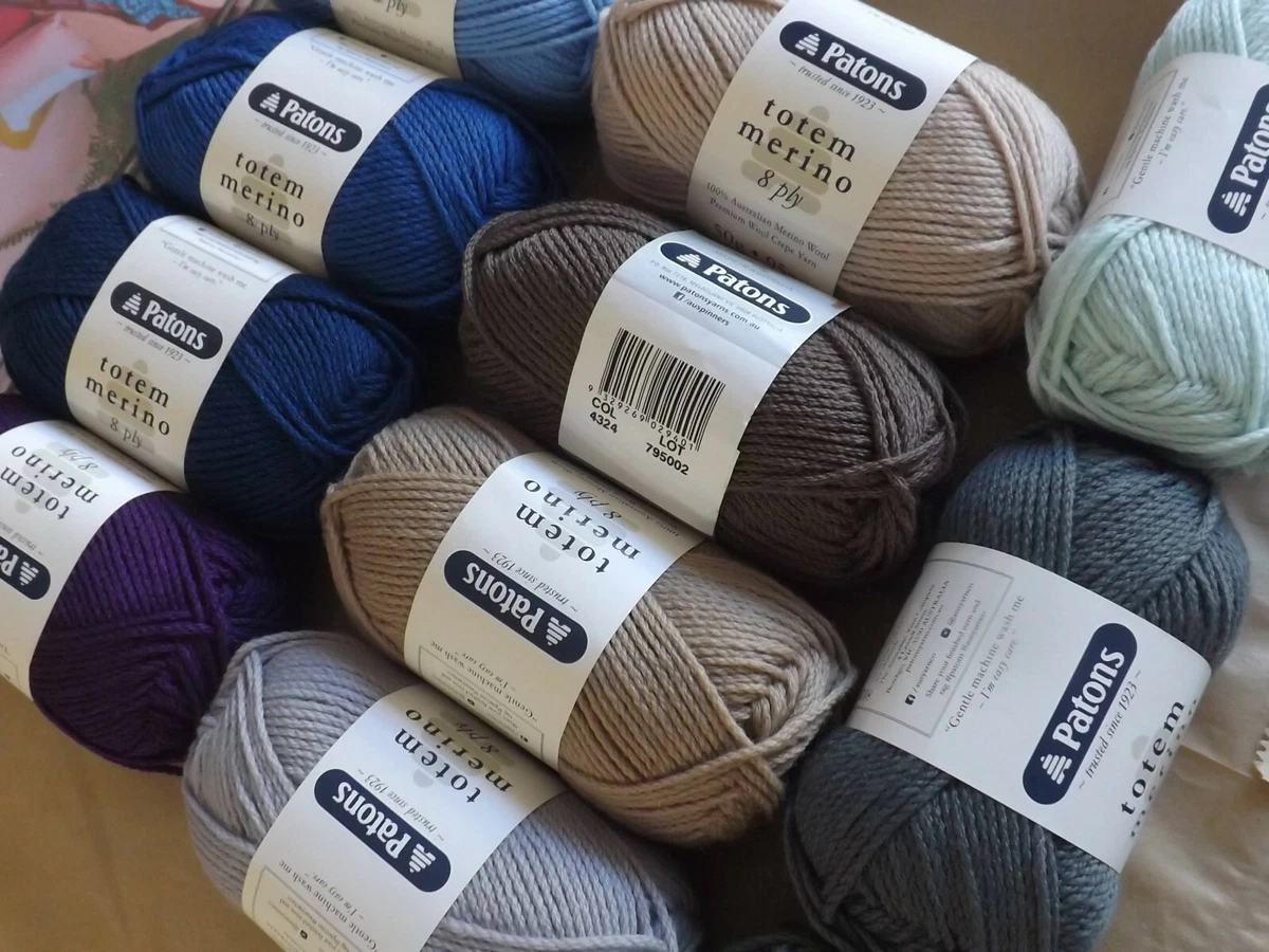 Patons Totem Merino 8 Ply Australian Wool Crepe Wool 50g Ball~ Choice of Colours