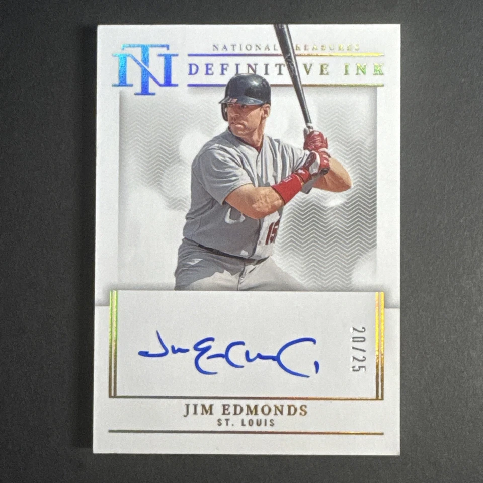 2023 Panini National Treasures JIM EDMONDS Definitive Ink AUTO #'d /25 #DI-JE - Image 3 of 4