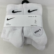Nike Kids Dri-FIT Cushioned Crew Socks 6-Pair Pack - White, Size XS 10C-3Y
