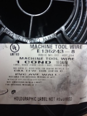 Machine Tool Wire #16 Black 500' Spool