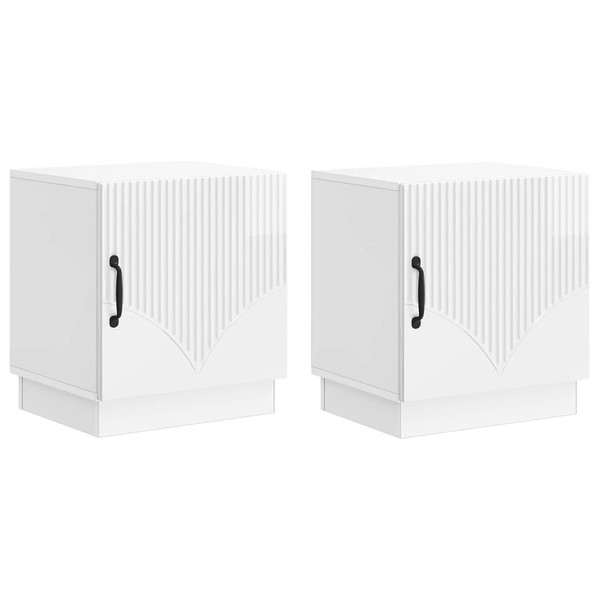 Nachttisch Hochglanz Weiß 43X34,5X47 Cm Holzwerkstoff 2Er Set-image