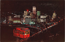 Christmas Light up Night Pittsburgh Duquesne Incline, Vintage Postcard