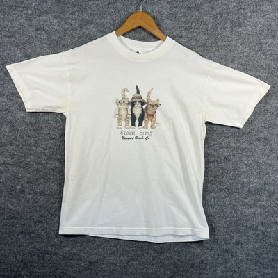 #ad #ad Vintage Beach Bums Cat Shirt Adult Medium Bob Harrison Graphic Tee 90s Cute Y2K $24.99