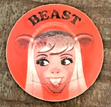 BEAUTY AND THE BEAST 1970'S VARI-VUE ROUND LENTICULAR UNUSED STICKER NOS