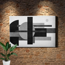 Monochrome Circles Geometric Abstract Wall Art Print Black White Gray