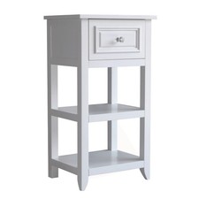 Elegant Home Fashions Wooden Bathroom Floor Storage Cabinet Drawer Shelves White
