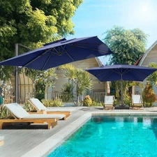 HOTIME 10x10 Patio Umbrella Outdoor Cantilever Umbrella Double Top 360 Rotation