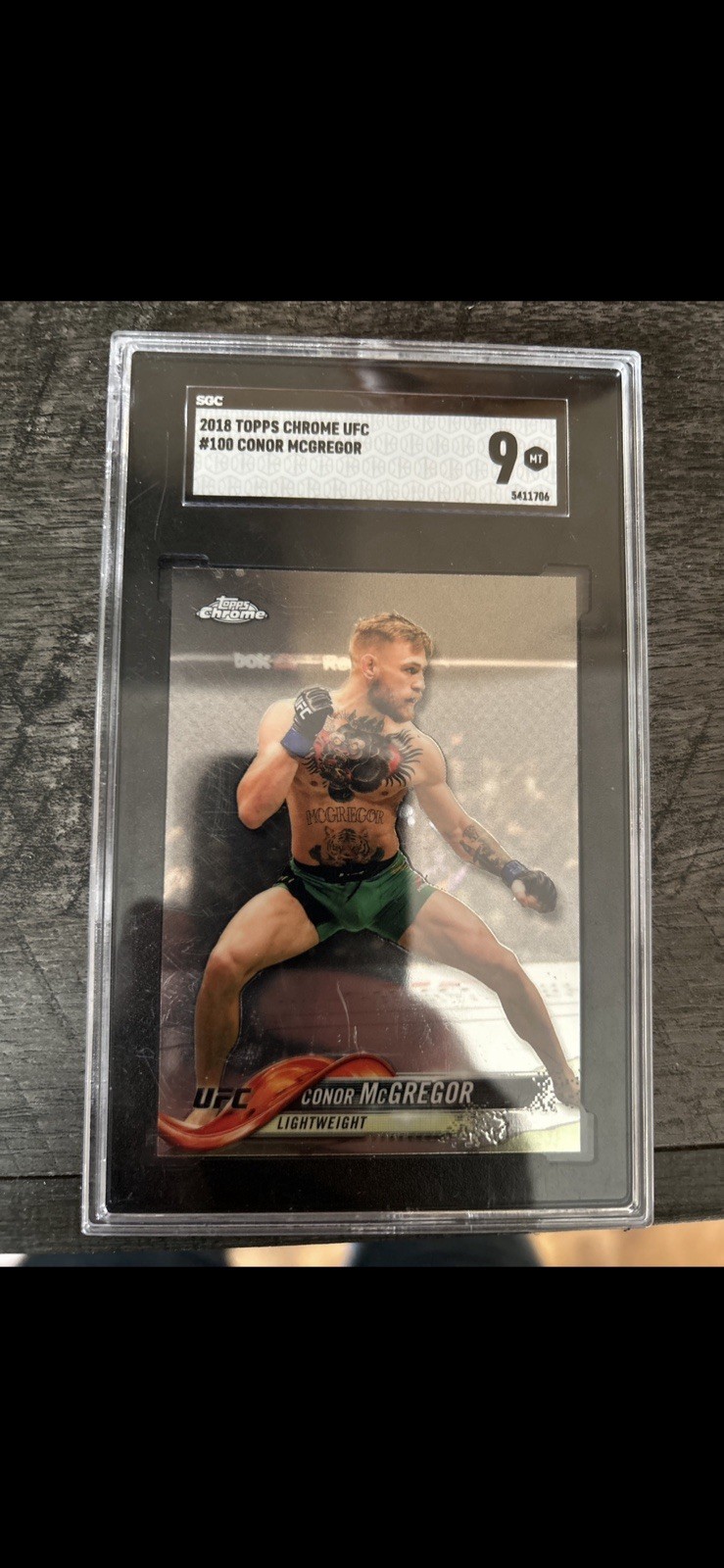 2018 Topps Chrome UFC Conor McGregor #100 Base SGC 9 MMA Trading Card