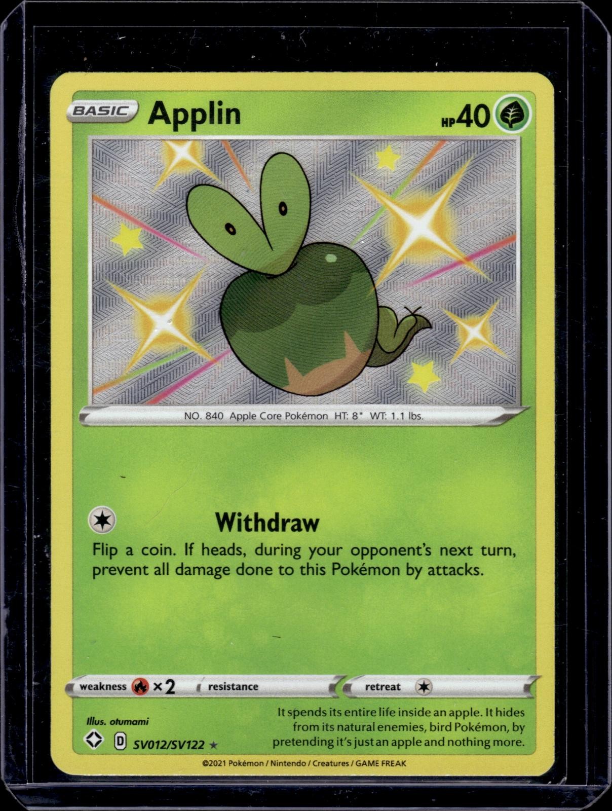 Applin SV012/SV122 Shiny Rare Shining Fates Shiny Vault Pokemon Holo Near Mint