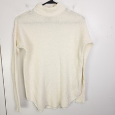 American Eagle Sweater Womens XS Waffle Knit Cream Neutral Mock Neck Semi Sheer