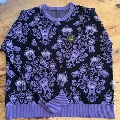 Her Universe Disney Muppets Haunted Mansion Wallpaper Glow-In-The-Dark Sweater L