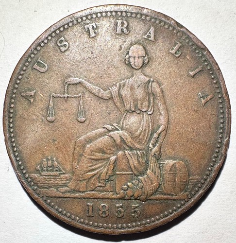 1855 Australia Sydney 1 Penny Token, A. Toogood Merchant VF