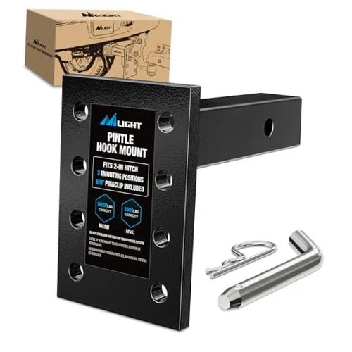  3-Position Pintle Hook Mount for 2" Hitch Receiver Solid Steel MGTW 14,000 