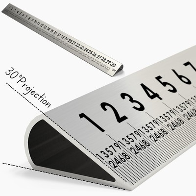 12 Inch 30° Silver Precision Metal Ruler, High-Grade 12 Inch, 