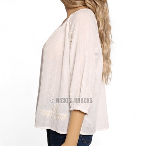 House of Harlow 1960 White Cotton Embroidered Lightweight Woven Top Size XS - Imagen 5 de 11