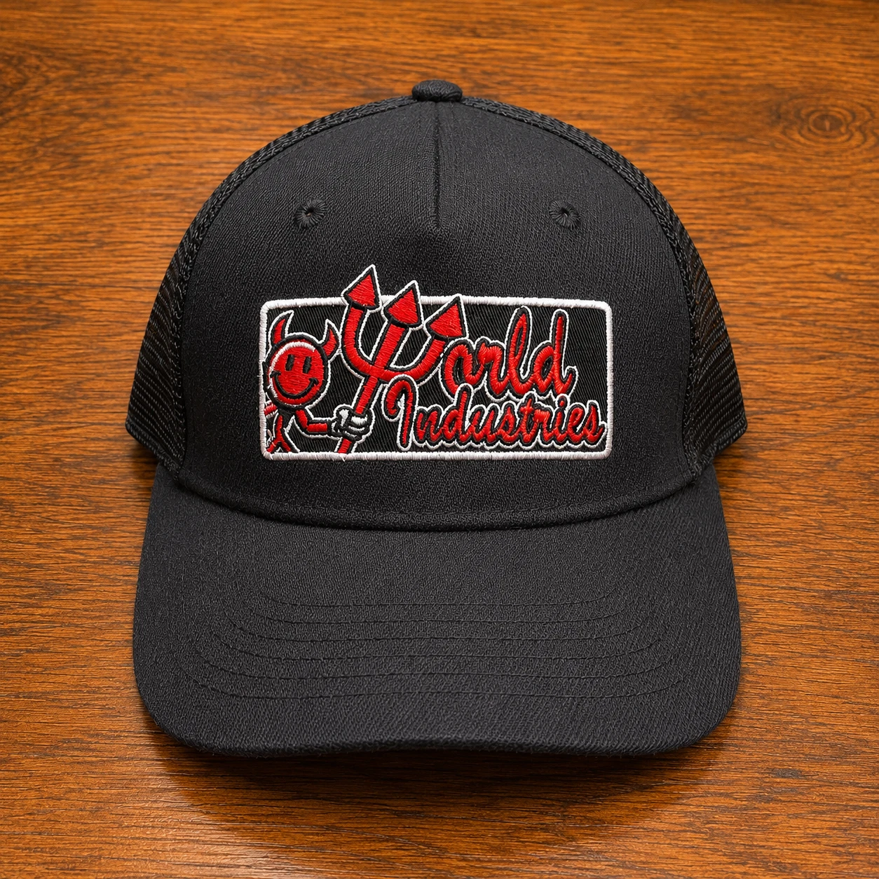 World Industries Hat Mens Snapback Black Devilman Trucker Skater Street Y2K 90s