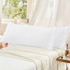 Ruffled Pillow Cases Set of 2, Body Microfiber Pillowcases, Decorative Ruffle...