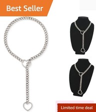 Heart O-ring Slip Chain Necklace For Women, Handmade Punk Gothic Cuban Neckla...