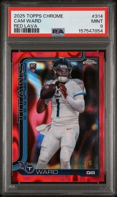 Topps 2025 Topps Chrome Rookies Cam Ward #314 Red Lava Refractor /5 PSA 9 RC