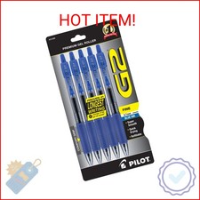 PILOT G2 Premium Gel Roller Pens, Blue Ink Pens Fine Point, Pack of 5