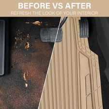 All-Season Universal 4Pcs Heavy-Duty Rubber Floor Mats Deep Tray Black Red.