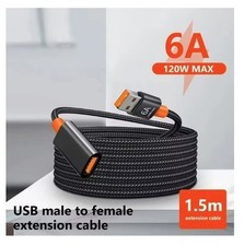 6A USB 3.0 2.0 Extension Cable Fast Data Sync Charging Cord 1m / 1.5m Black