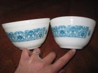 2 Vintage Pyrex Glass No 401 Turquoise Horizon Blue Mixing Nesting Bowls
