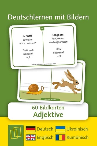 Adjektive - Deutsch, Englisch, Ukrainisch und Rumänisch | 60 Bildkarten | Schulz