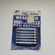 Sealed Vintage Wearer Washable Blue 6 Ink Cartridge Pen Refills New Old Stock