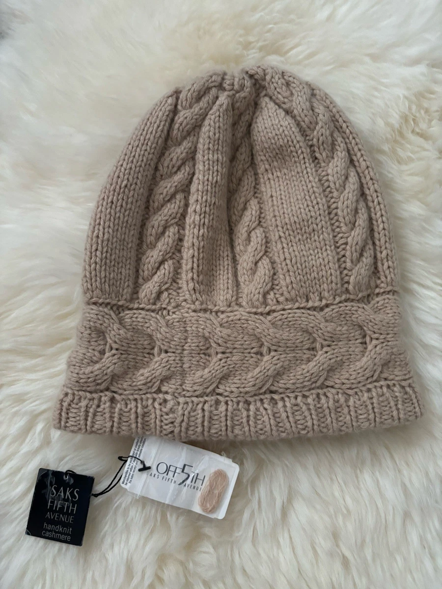 Saks Fifth Avenue Beanie 100% Cashmere Cream Cable Knit Hat Gold Sequins One Sz m_69b7f92de0f2ce169ea147b2.jpg main image 2