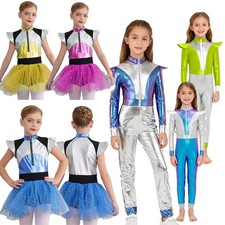 DE Kinder Mädchen Halloween Alien Cosplay Kostüm Weltraum Party Kleid Overall