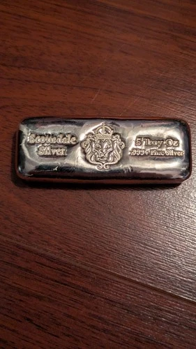 5 oz Scottsdale Silver CAST Bullion Bar .999+ Silver Bar