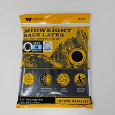 Wilderness Technology Mens Base Layer Midweight  1/4-Zip Long Sleve Top Size M