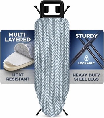 Full Size Ironing Board Heavy Duty Adjustable Height Iron Rest Folding 43'' x 13''