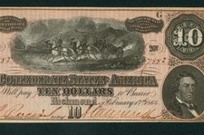 $10 1864 (VF+) Confederate States of America ** PAPER CURRENCY AUCTION
