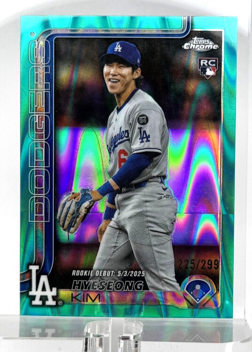 2025 Topps Chrome Update Hyeseong Kim #/299 Teal Raywave Refractor Rookie Debut
