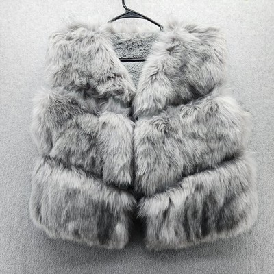 CODE Faux Fur Vest Womens XL Gray Sleeveless Plush Lined Winter Jacket