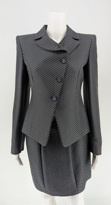Emporio Armani Kostüm mit Schulterpolstern aus Baumwolle in grau Größe 36